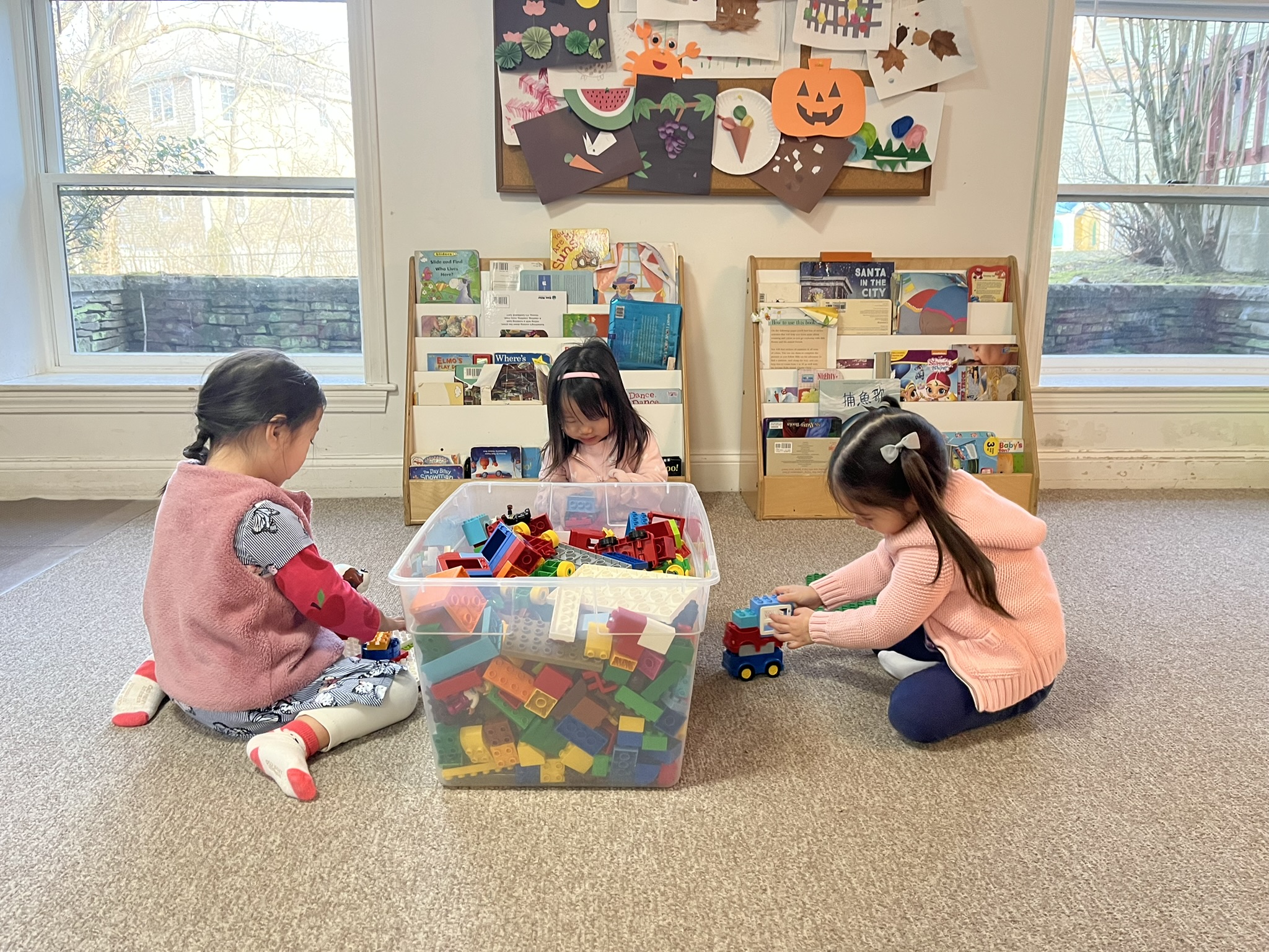 Children playing with blocks